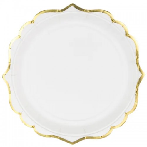 Pratos Brancos Recorte Dourado